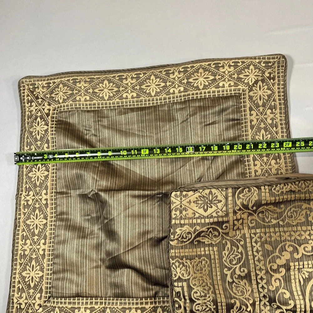 Set Of 2 Five Queen Court Pillowcase Euro Standard Brown Gold Embroidery Luxury